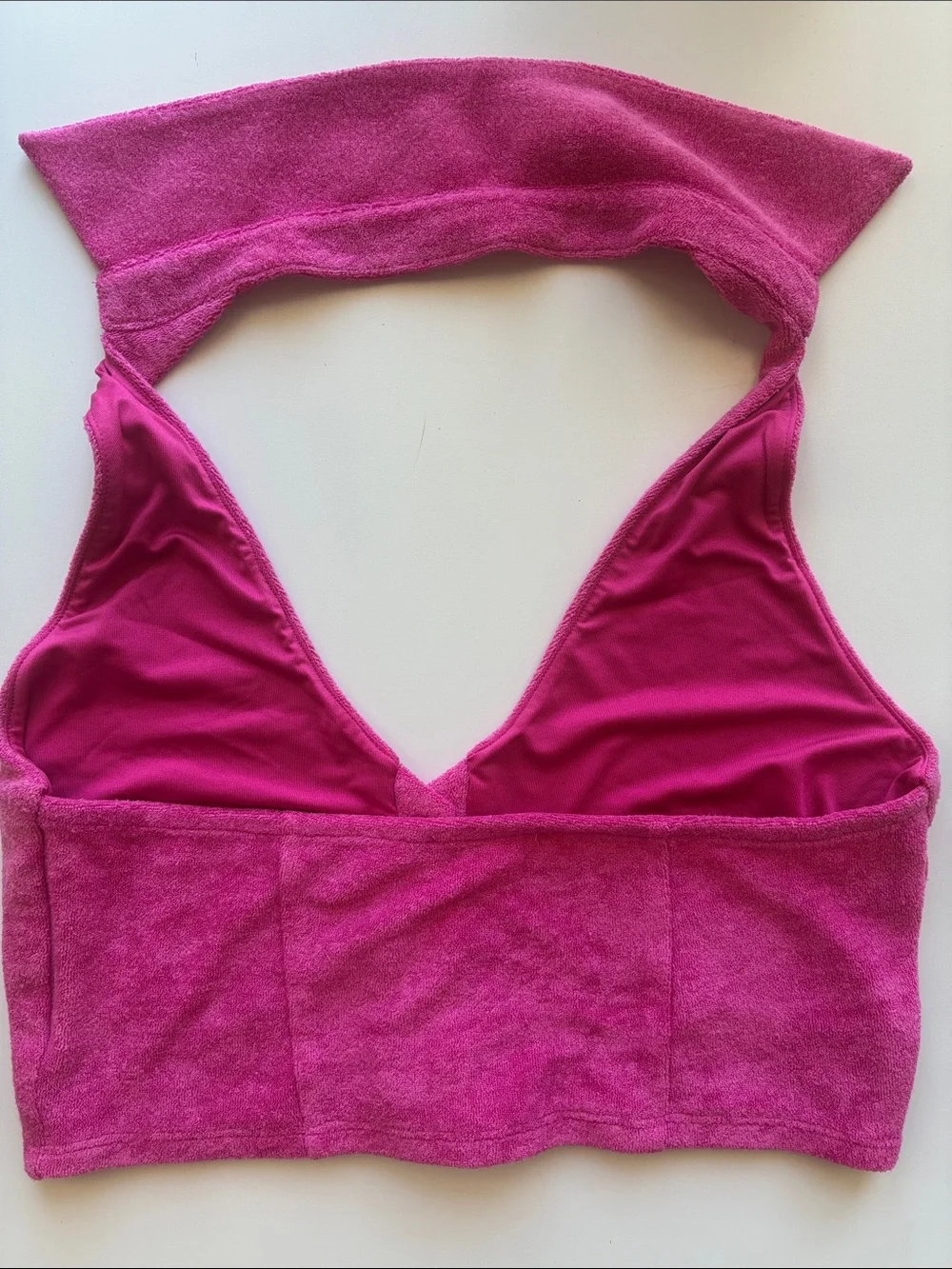 Hot Pink Two-Piece Halter Crop Top and Skirt - Picture 4 of 7